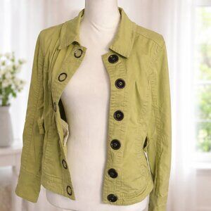 LAL Live A Little Lime Green Button Front Utility Jacket Medium